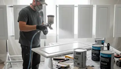 Professional cabinet painting in Burlington VT with smooth spray finish for durable kitchen refinishing