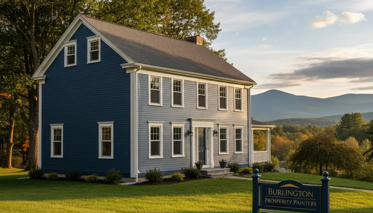 Freshly painted Burlington VT home exterior showcasing smooth, weatherproof finish by local house painters