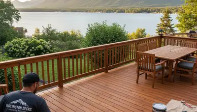 Professional deck staining in Burlington VT protecting wood decks with durable, weather-resistant finish
