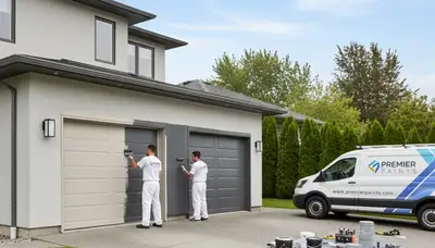 Professional garage door painting in Burlington VT with durable finish for lasting curb appeal