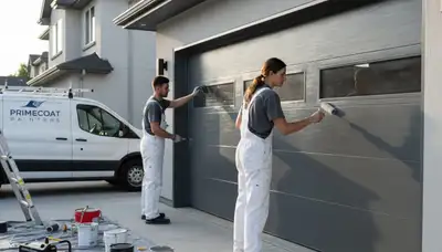 Professional garage door painting in Burlington VT by expert house painters for lasting curb appeal