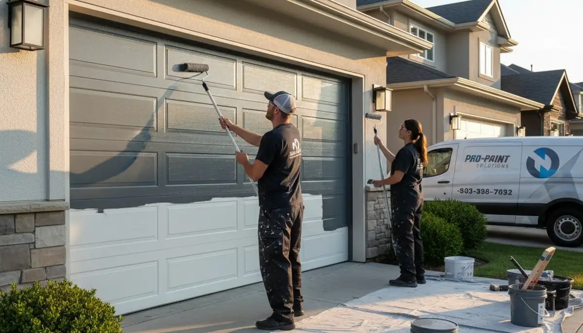 Professional garage door painting in Burlington VT enhancing curb appeal and weather protection