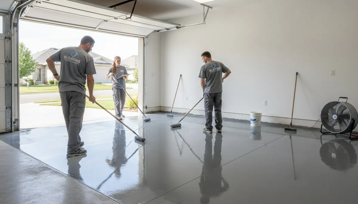 Durable epoxy garage floor coating by house painters in Burlington, VT for long-lasting protection