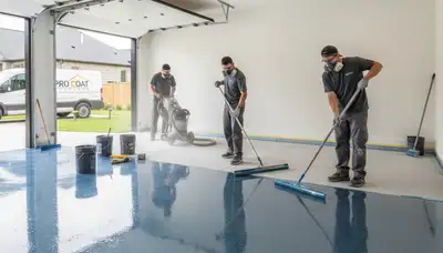 Durable epoxy garage floor coating in Burlington, VT by professional house painters
