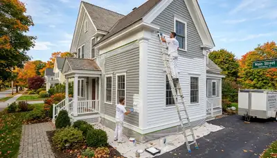 Professional house painters in Burlington VT refreshing exterior home siding