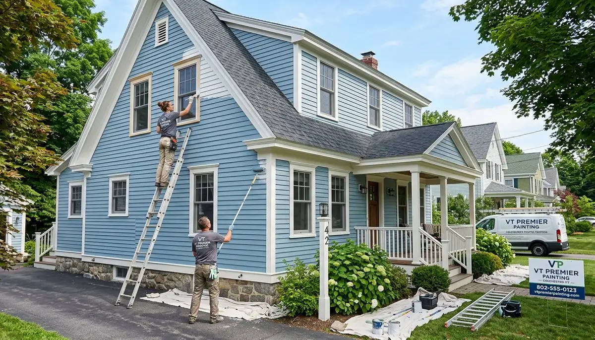 Professional house painting service in Burlington VT transforming home exterior with expert painters