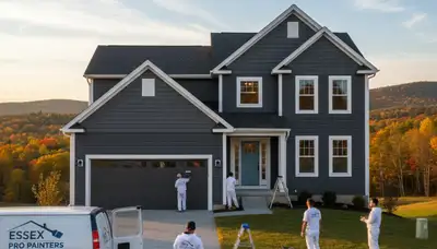 Professional house painters finishing exterior home project in Burlington VT