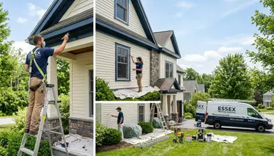Professional house painters finishing exterior home repaint in Burlington VT