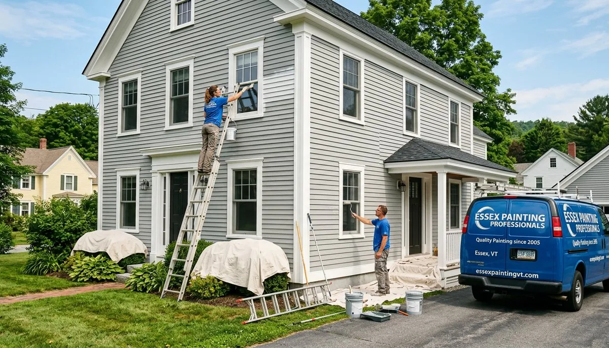 Professional house painters in Burlington VT improving exterior home curb appeal