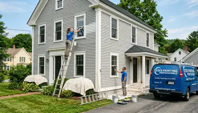 Professional house painters in Burlington VT improving exterior home curb appeal