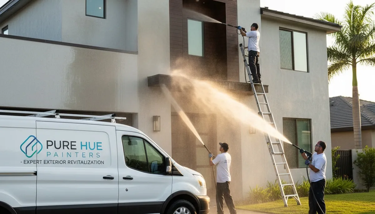 Professional pressure cleaning on Burlington VT home removing winter salt and grime from siding