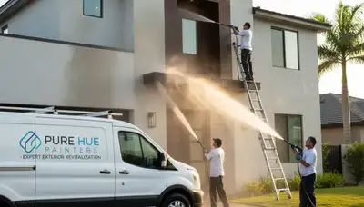Professional pressure cleaning on Burlington VT home removing winter salt and grime from siding