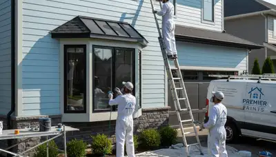 Professional siding painting on a Burlington VT home protecting against Vermont winter weather