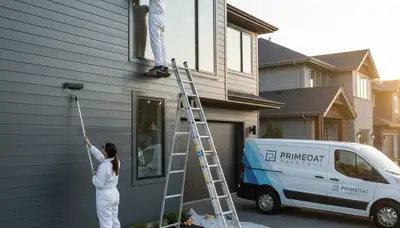 Professional siding painters in Burlington VT applying weather-resistant house paint