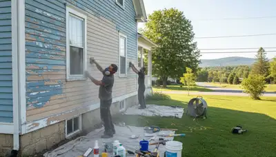Professional exterior surface preparation for house painting in Burlington, VT