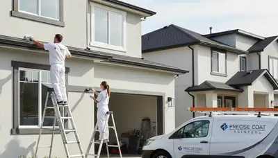 Professional trim and fascia painting on Burlington VT home by expert house painters