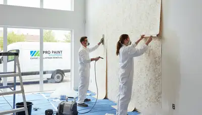 Professional wallpaper removal and surface prep by house painters in Burlington, VT