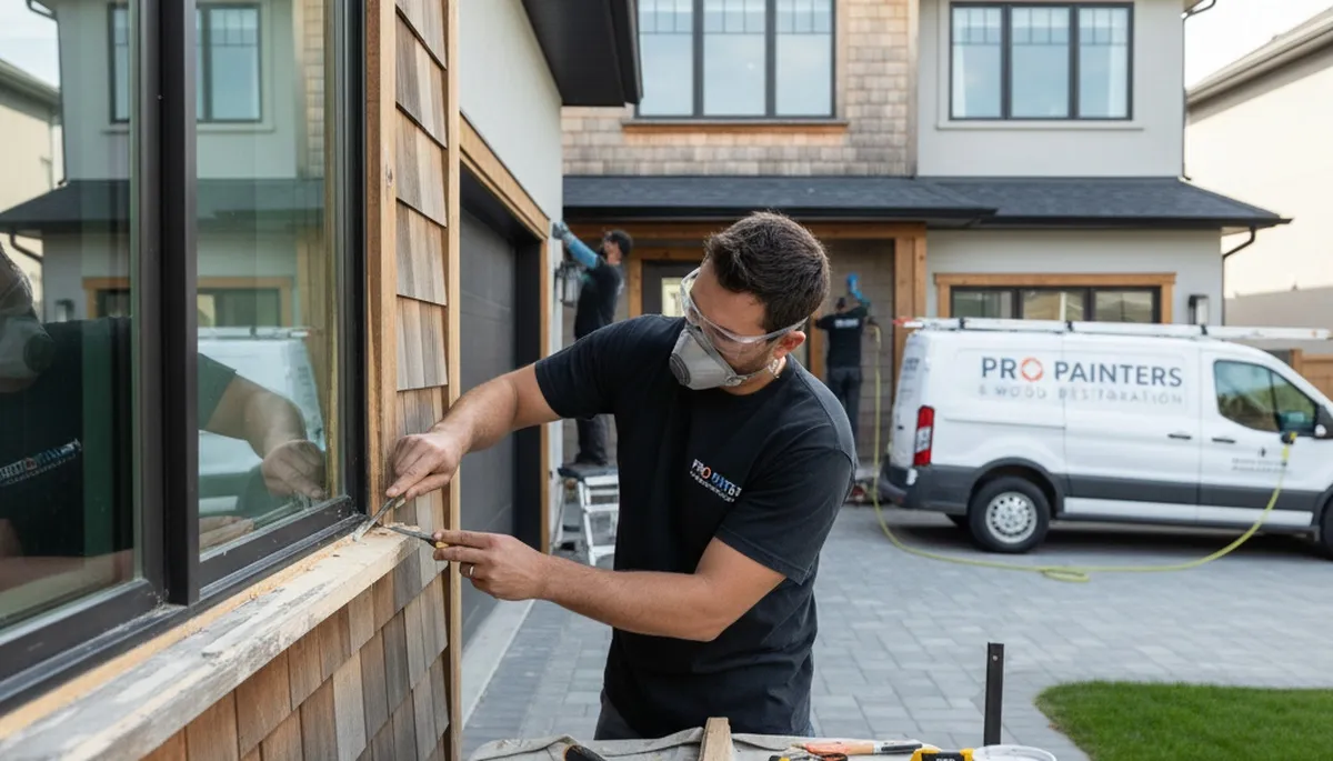Wood rot repair and exterior painting on Burlington VT home by local carpentry and painting experts