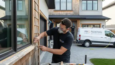 Wood rot repair and exterior painting on Burlington VT home by local carpentry and painting experts