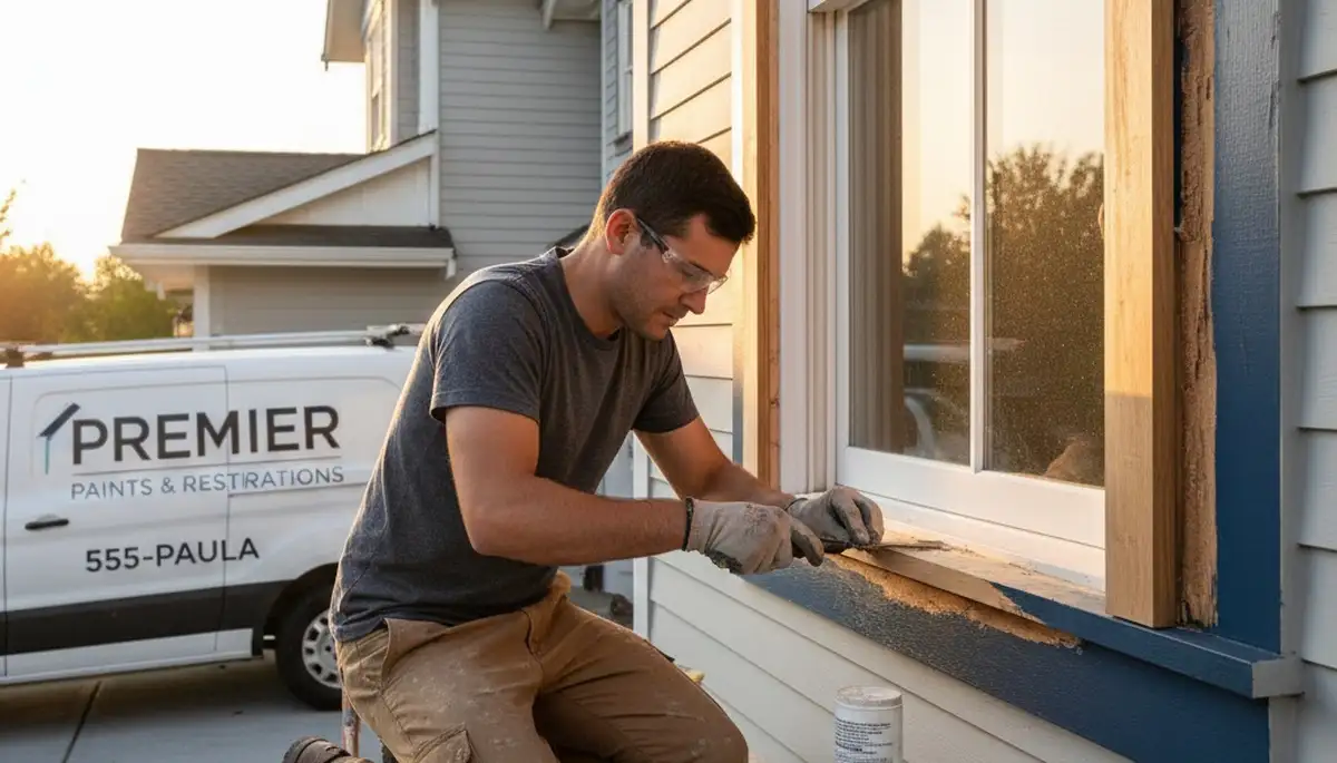 Professional wood rot repair and exterior painting in Burlington, VT home restoration project